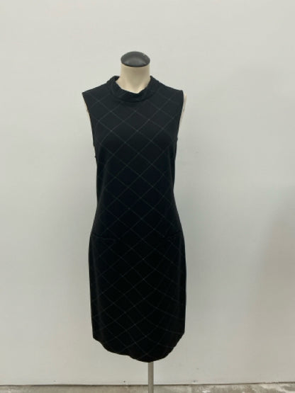 Sharagano Diamond Jacquard Knit Sheath Dress Black Gray Size 10 - ONLINE ONLY
