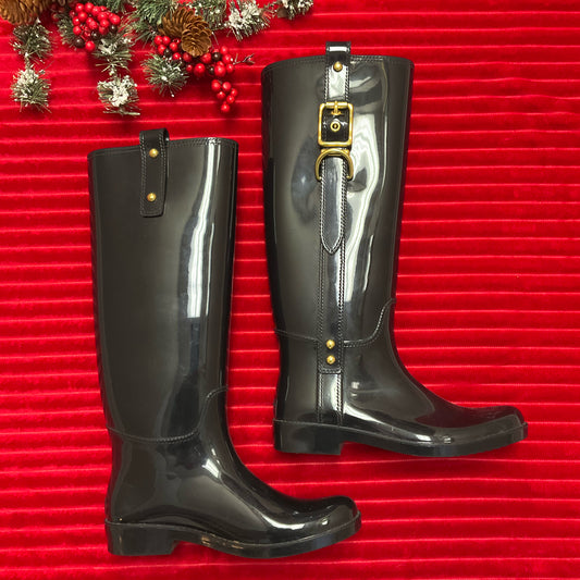 Coach Shoe Size 6 Black Buckle Rainboots