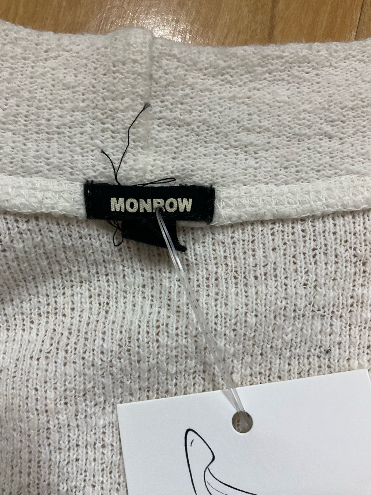 Monrow Crepe Surplice Long Sleeve Top White Dolman Sleeve USA Made Size Small