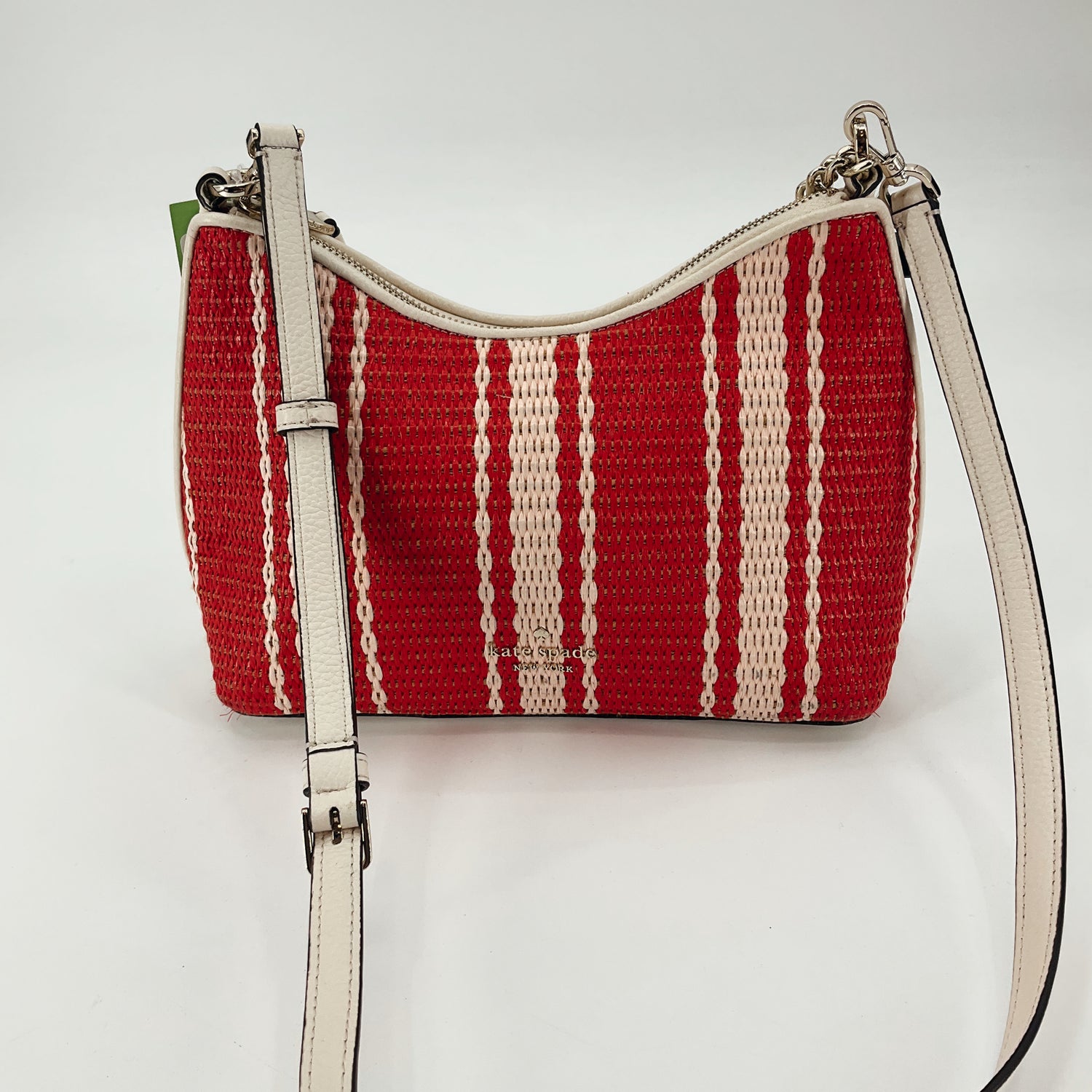 Kate Spade Cameron Street Straw Clarise Crossbody Bag | Red &amp; Cream Stripe
