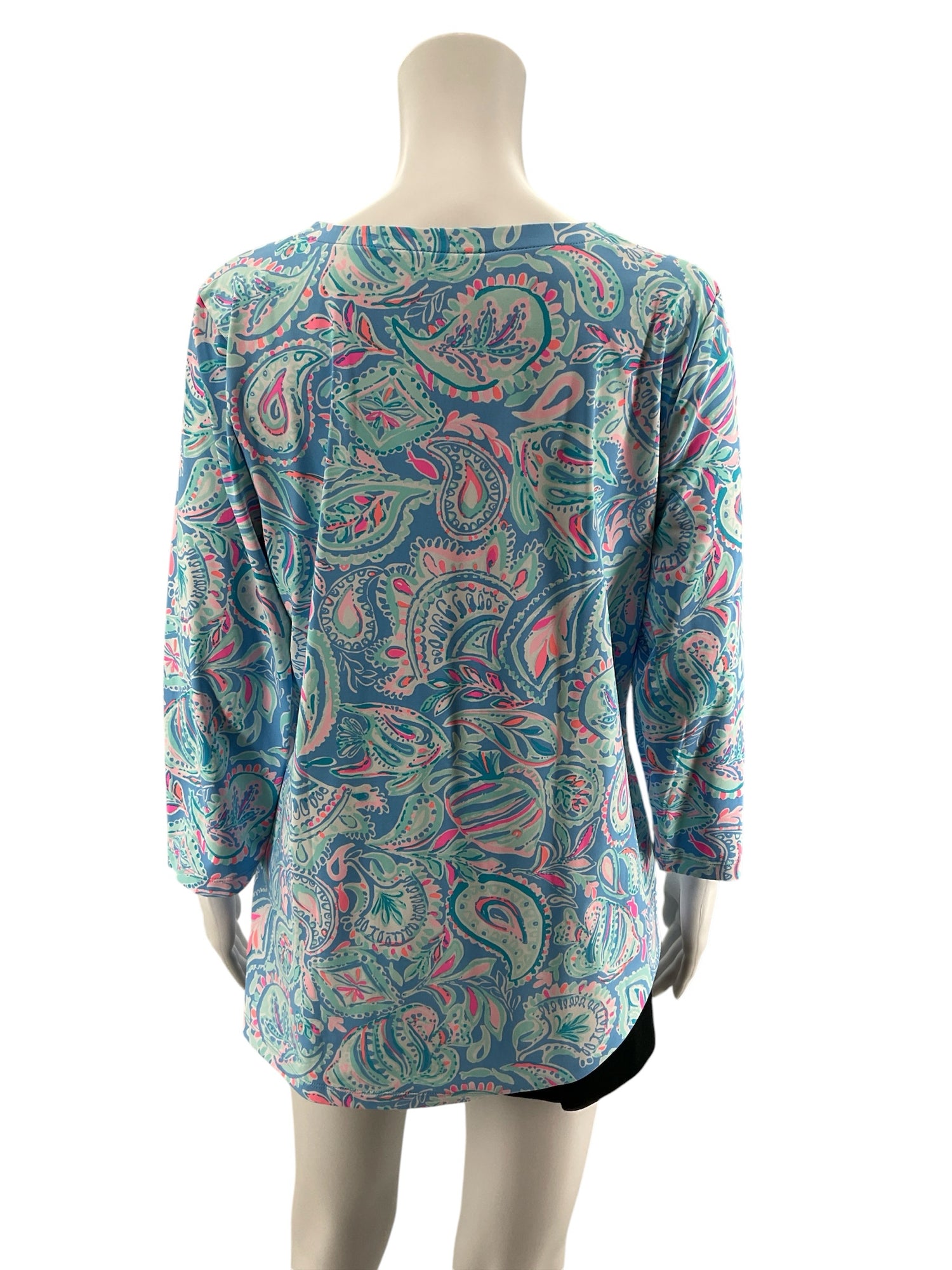 Lily Pulitzer Size L blues/pinkwhite Paisley Pre-Owned Casual Top - Downstairs