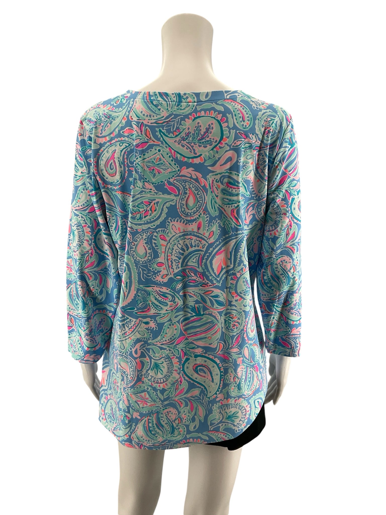 Lily Pulitzer Size L blues/pinkwhite Paisley Pre-Owned Casual Top - Downstairs