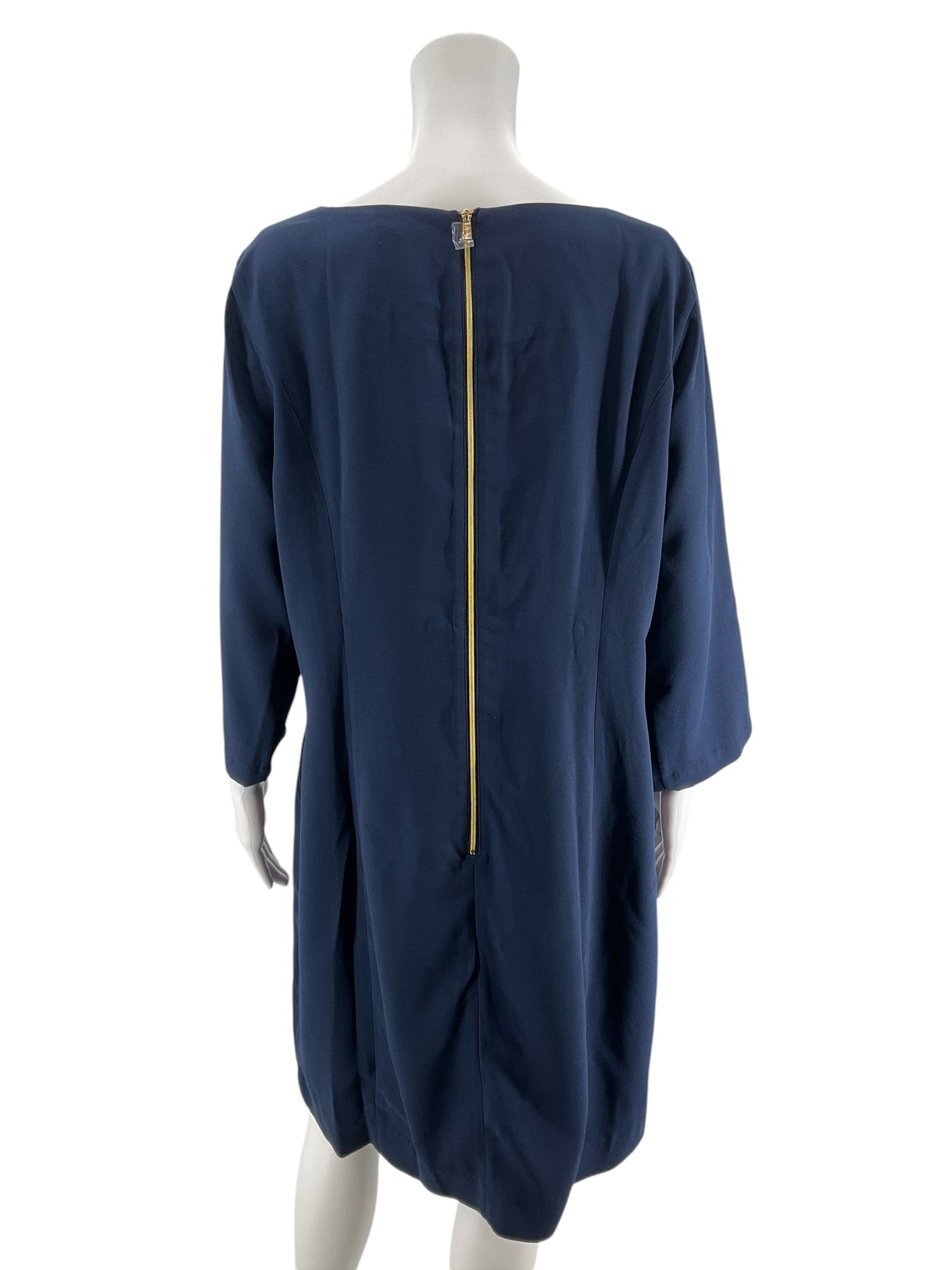 Lilly Pulitzer Kade Dress Navy Gold Embroidered Shift Size 16 NWT