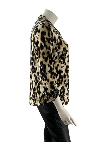JM Collection Cream/Black/Brown Cheetah Pre-Owned Ladies Top - Size 2X