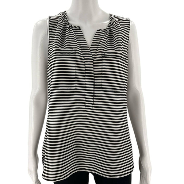 Ann Taylor Black/White Striped Pre-Owned Ladies Top - Size Medium - Margaret’s Fine Consignment