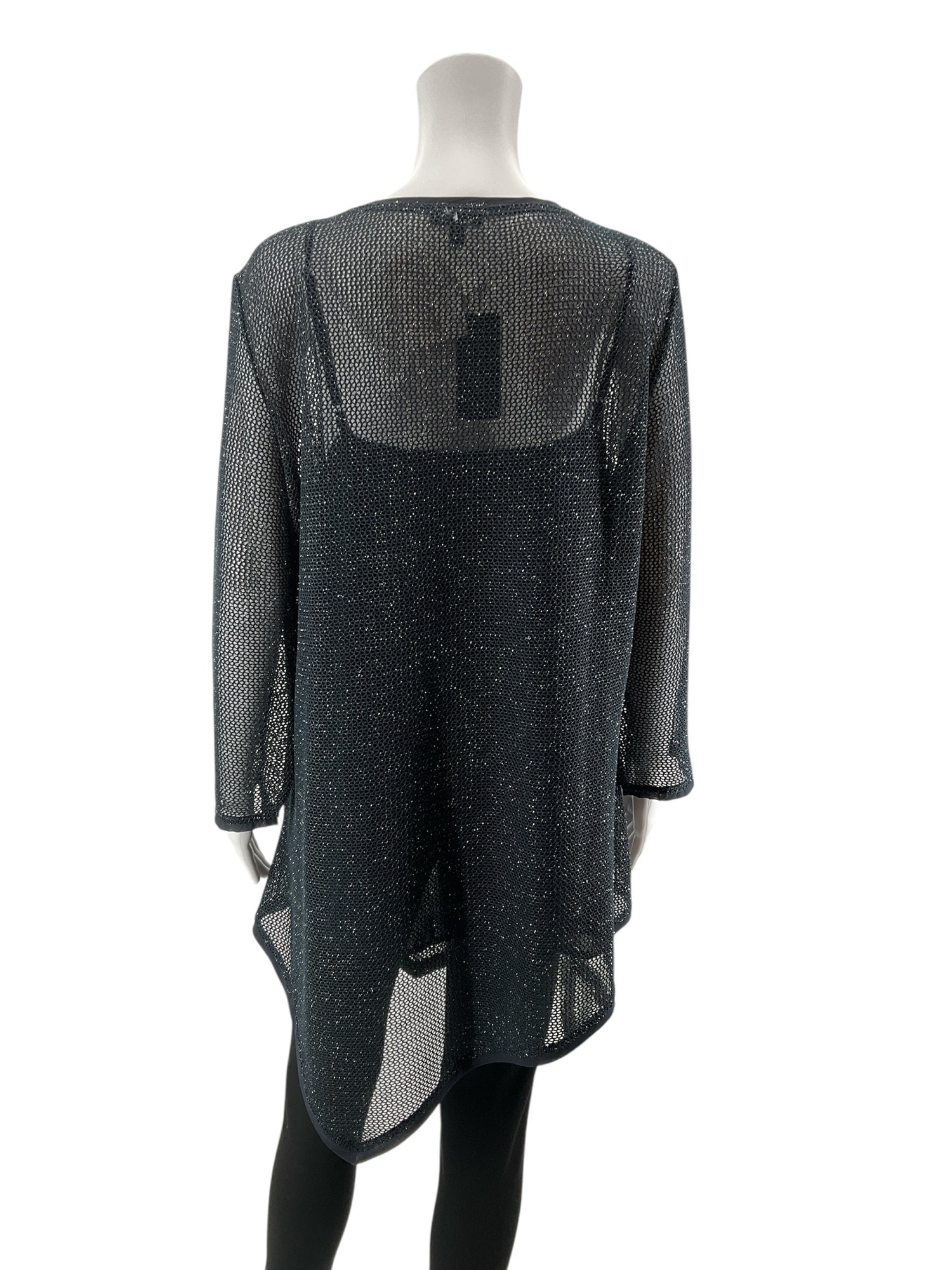 Conrad C Collection Navy Sparkle Lurex Tunic Sweater Top XL New With Tags