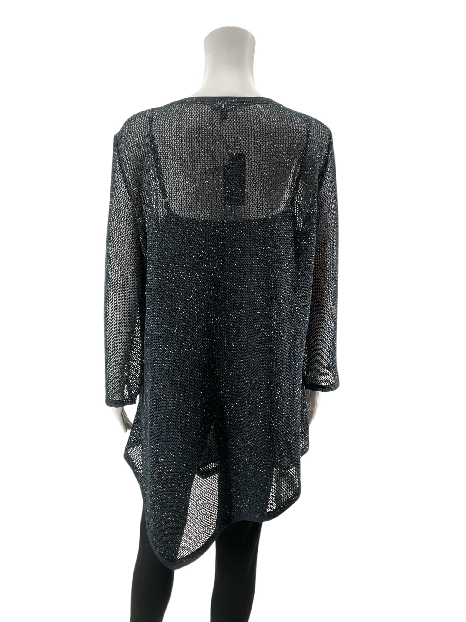 Conrad C Collection Navy Sparkle Lurex Tunic Sweater Top XL New With Tags