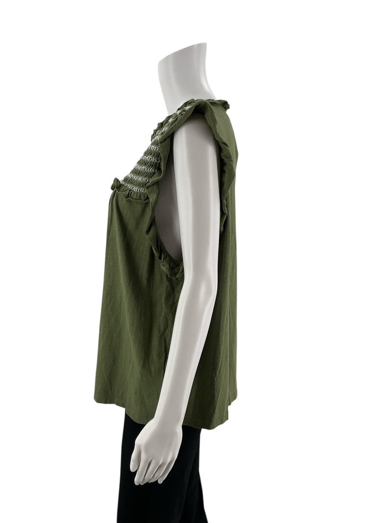 J Crew Olive Solid Pre-Owned Ladies Top - Size XL