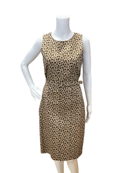 J Crew Size 2 Tan/Black Leopard Pre-Owned Ladies Dress