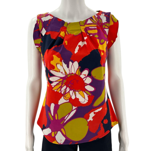 Trina Turk Orange/Green/Purple Floral Pre-Owned Casual Top - Size 0 - Margaret’s Fine Consignment