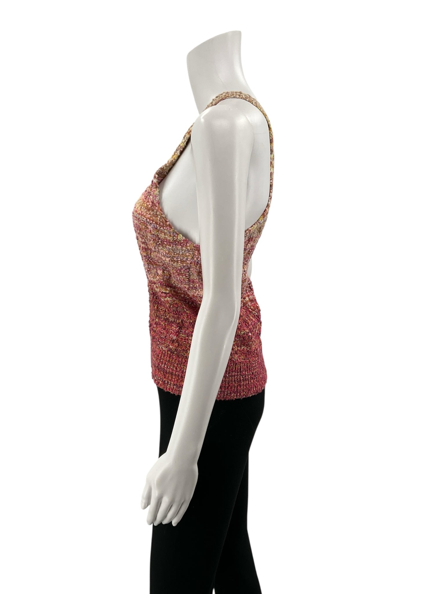 Pilcro Bouclé Knit Halter Sweater Tank Top Size Small Pink Yellow Ombre Italian Made