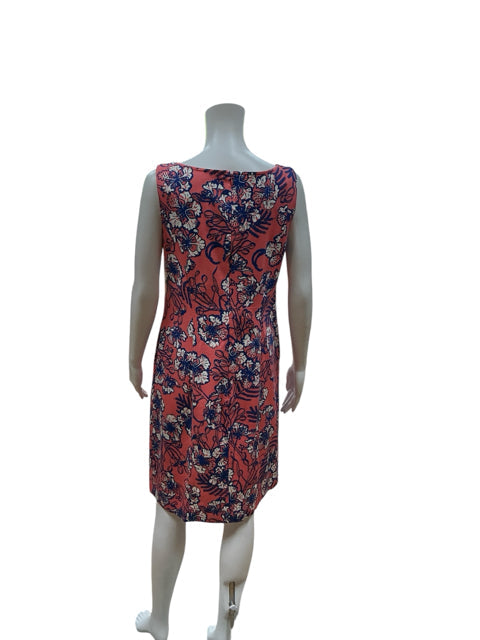 Talbots Coral/Blue Floral Pre-Owned Ladies Dress - Size 6