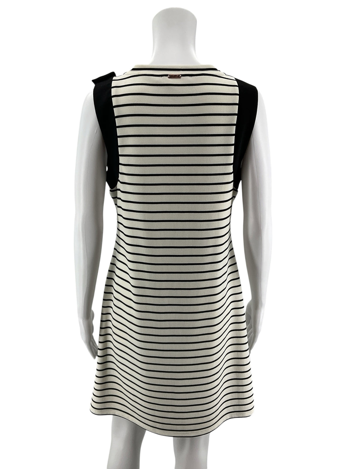 Ivanka Trump Striped Bow Shoulder Sheath Dress Black White Size 8