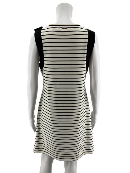 Ivanka Trump Striped Bow Shoulder Sheath Dress Black White Size 8