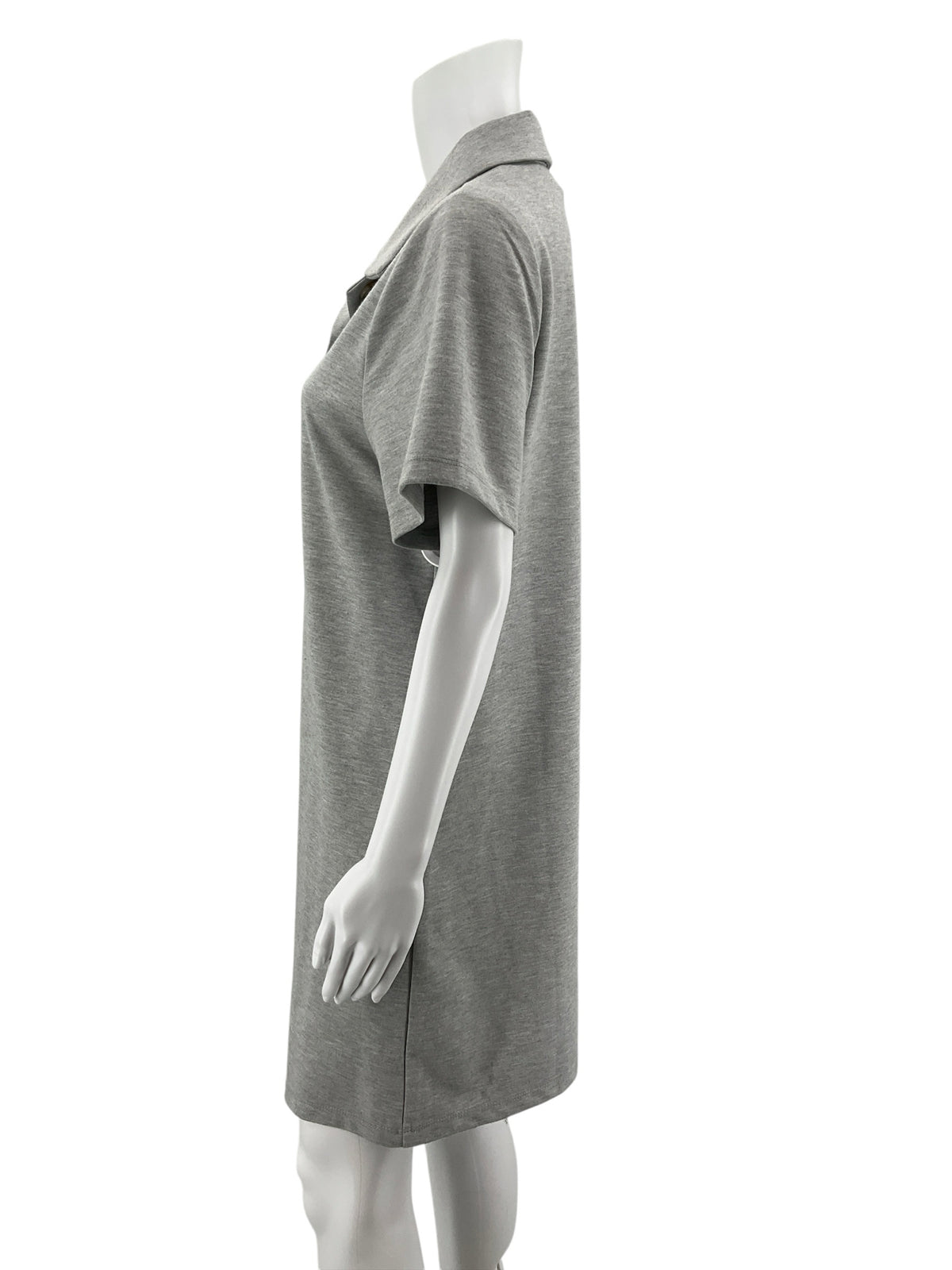 THML Gray Heathered Knit Polo Dress Collared Short Sleeve Size Medium
