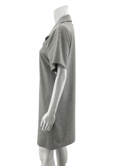 THML Gray Heathered Knit Polo Dress Collared Short Sleeve Size Medium