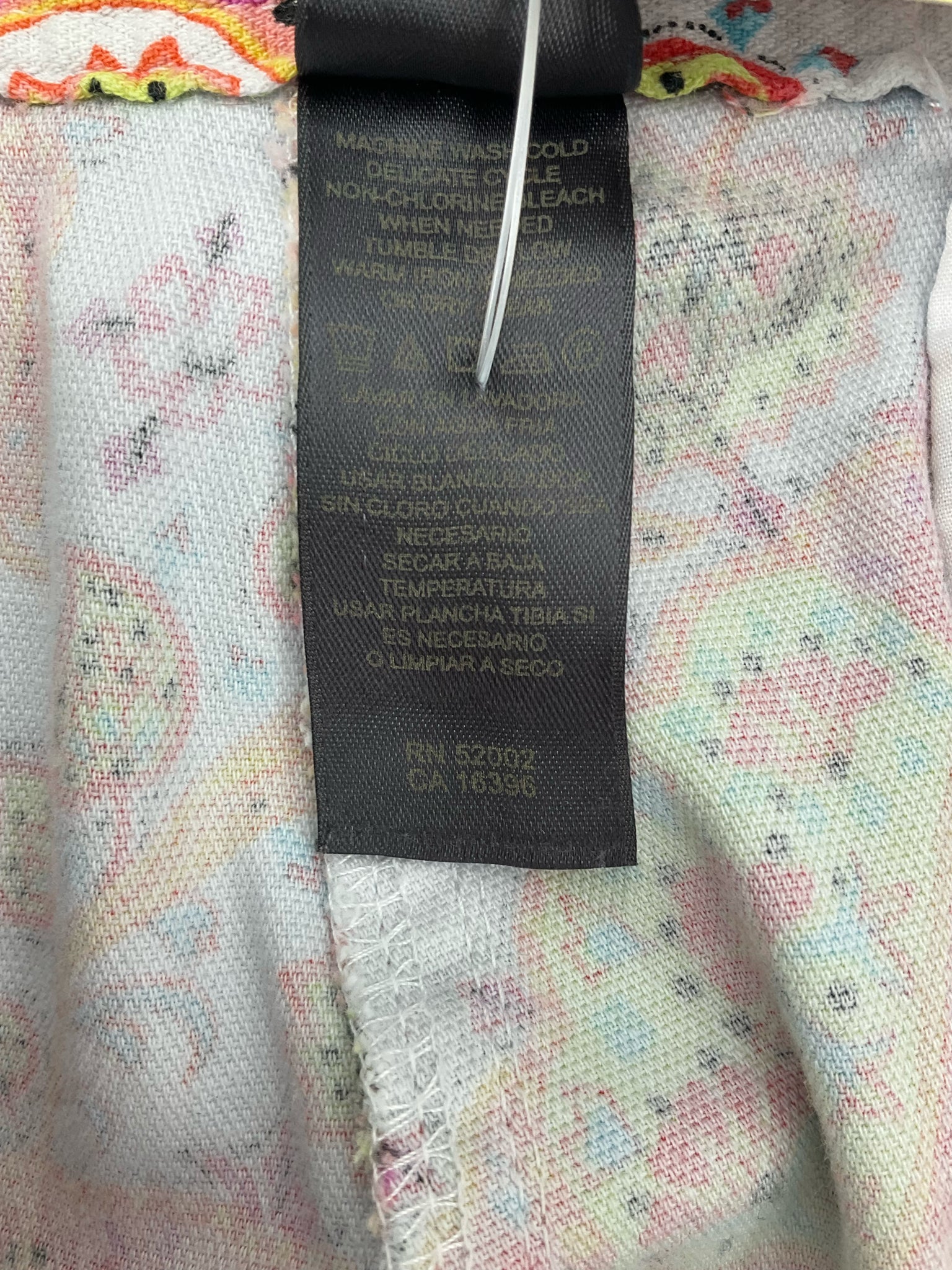 Liz Claiborne Paisley Print Mid-Rise Shorts Size 12 | White &amp;amp; Coral