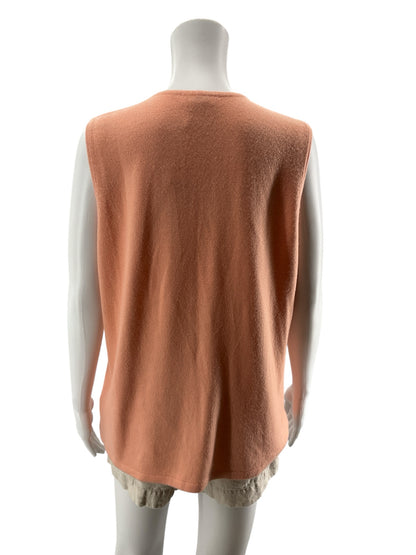 Alia Petites Cable Knit Zip Front Sweater Vest Tunic | Peach Cobbler | Size Medium Petite
