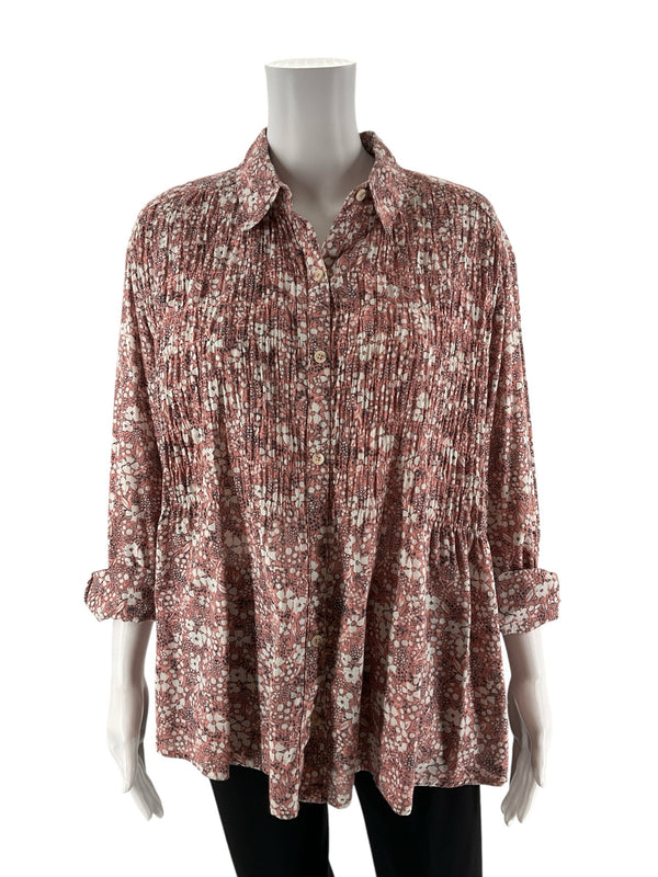 Pilcro & Letterpress pink/white Floral Pre-Owned Ladies Top - Size XS
