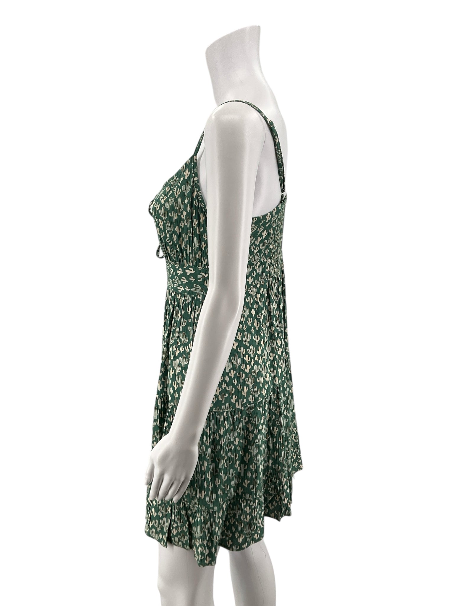Angie green/tan Boho Green/Tan Cactus Pre-Owned Ladies Dress - Size Medium - Size M