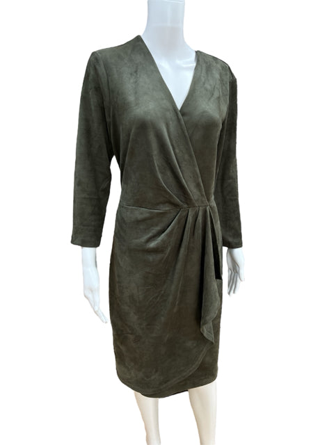 J Mclaughlin Size Medium Olive Suede Consignment Ladies Dress