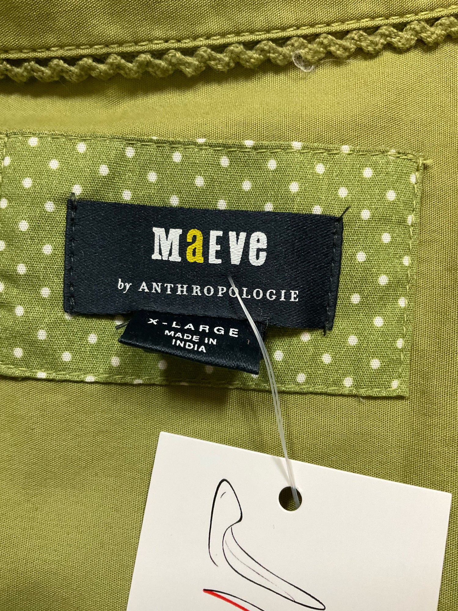 Maeve by Anthropologie Olive Green Cotton Poplin Button-Down Shirt | Size XL