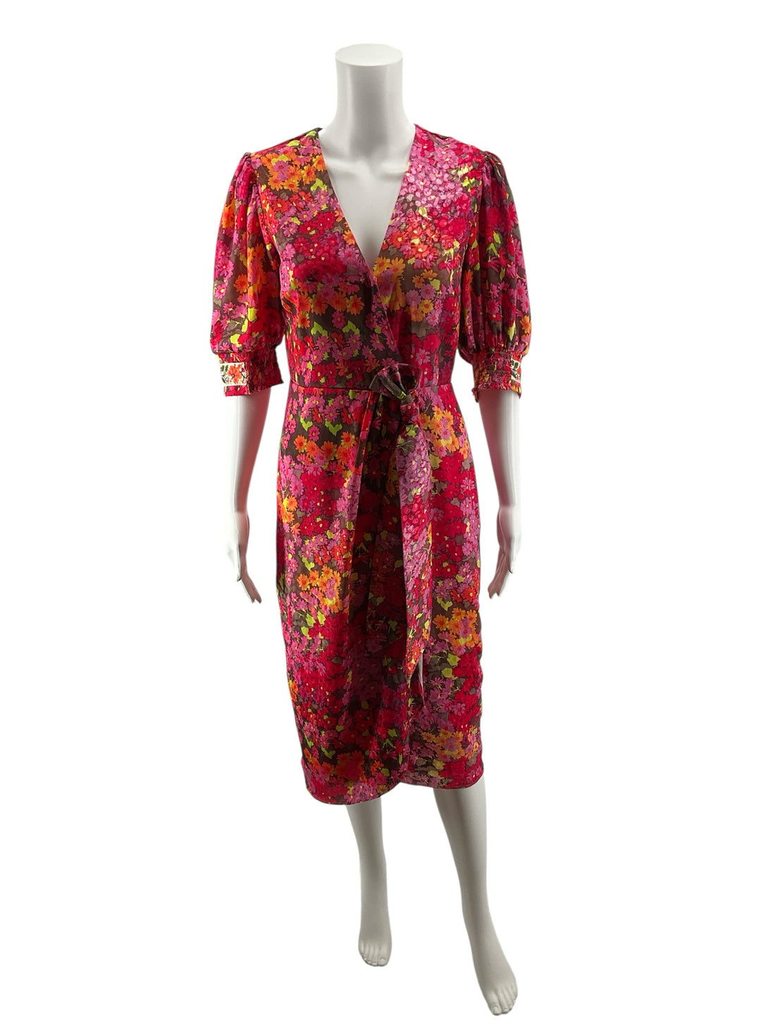 Hope &amp; Ivy Size 8 pink/yellow/green Floral Pre-Owned Ladies Dress