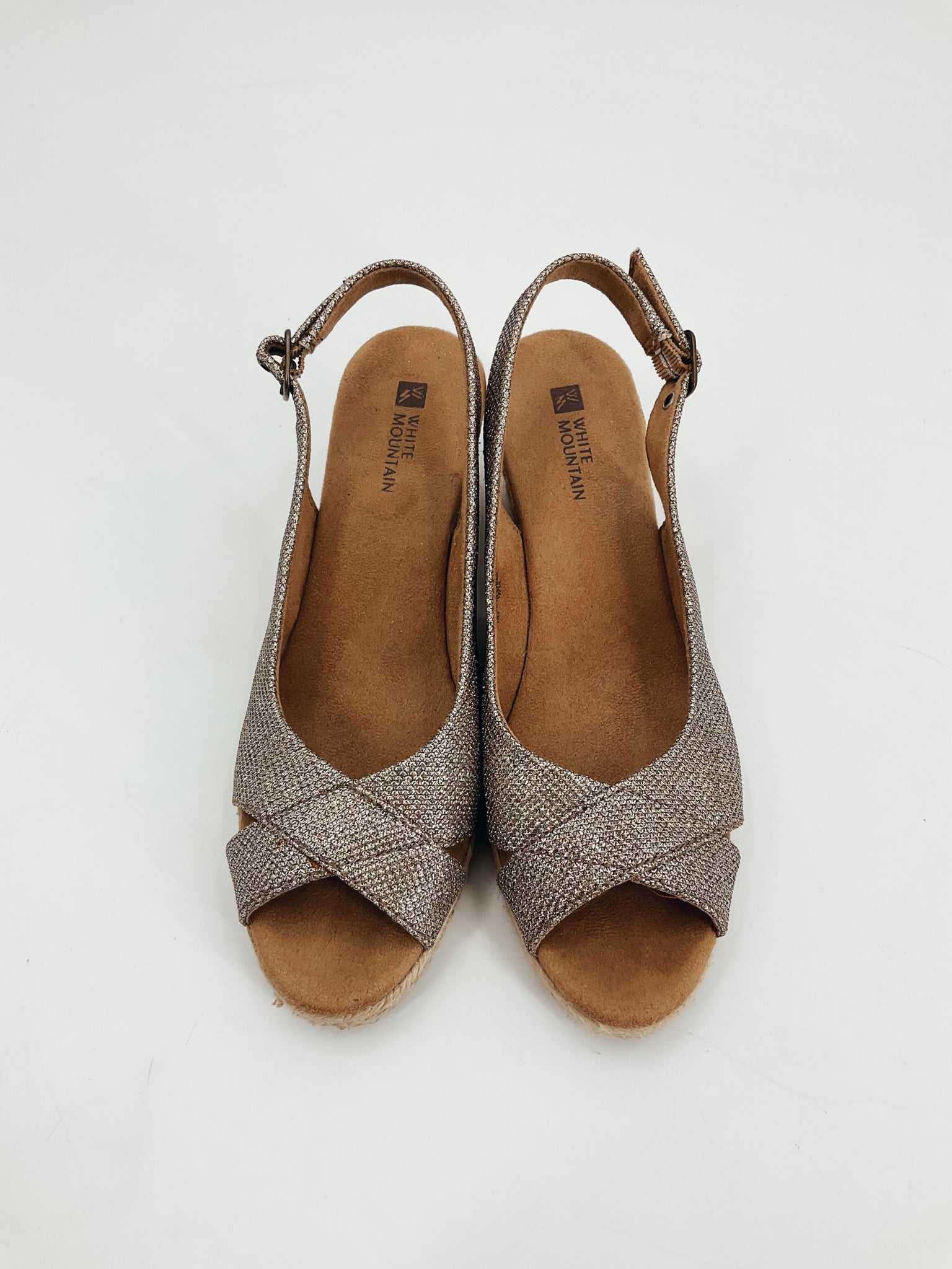 White Mountain Gold Sparkle Pre-Owned Ladies Sandals - Size 8.5 - Margaret’s Fine Consignment