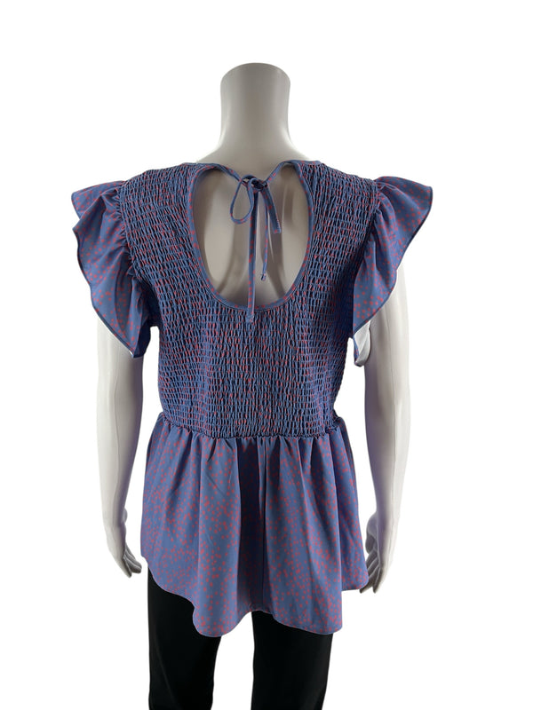 Michelle Mcdowell Purple/Pink Print Pre-Owned Ladies New with Tags Top -  Size Large