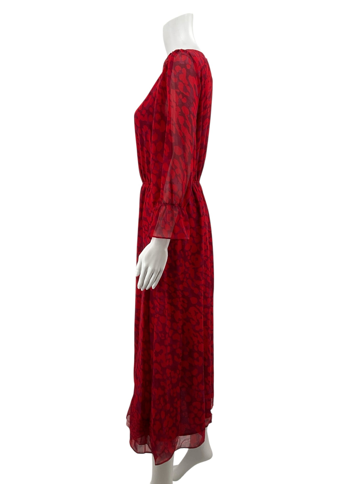 Gibson Latimer Red/Maroon Print Pre-Owned Ladies Dress - Size Small