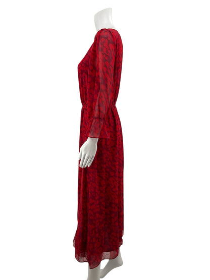 Gibson Latimer Red/Maroon Print Pre-Owned Ladies Dress - Size Small
