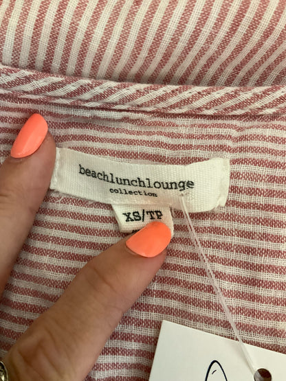 beachlunchlounge Linen Blend Striped Shift Dress Pink White Size XS