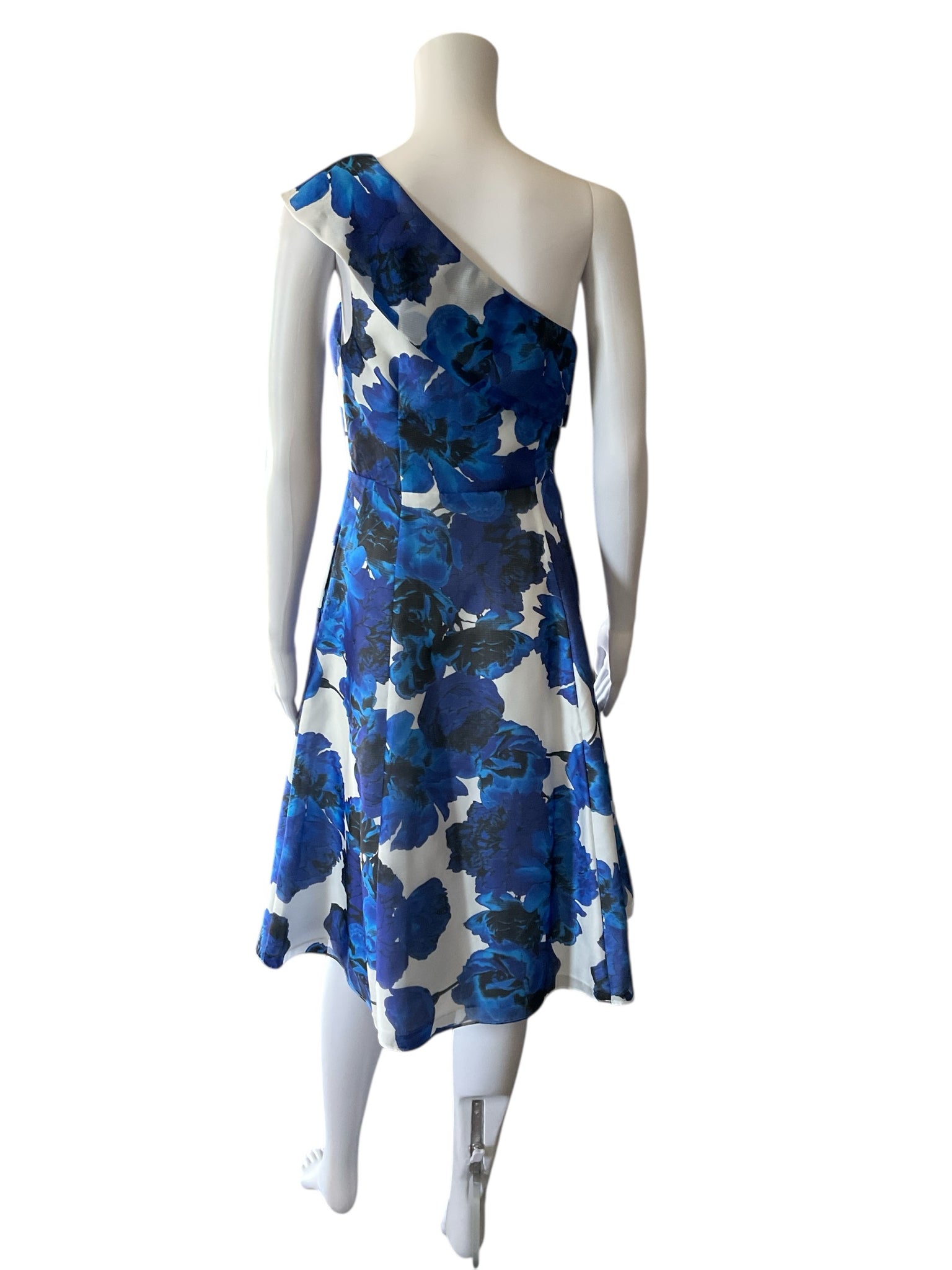 Adrianna Papell Blue/White Floral Pre-Owned Ladies Dress - Size 4