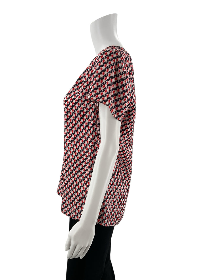 Boden Red/White/Blue/Pink Print Pre-Owned Ladies Top - Size 8