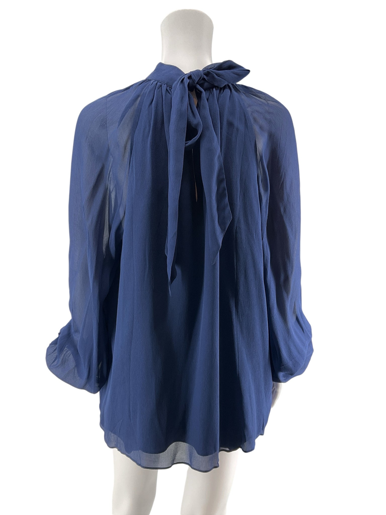 Lilly Pulitzer Giana Top Navy Blue Tie Back Blouse Size 14