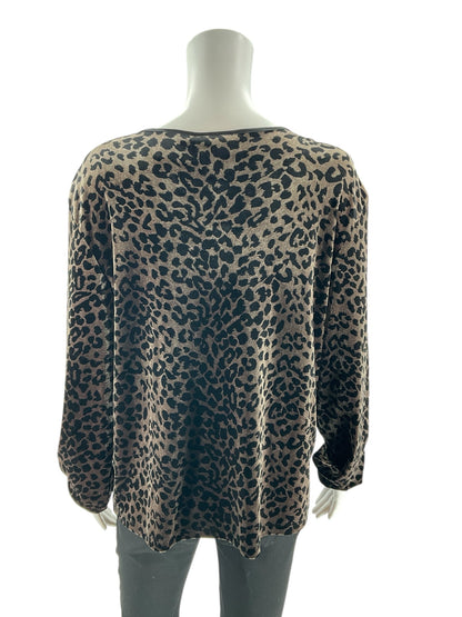 Worthington - brown/black Cheetah Pre-Owned Ladies Casual Top - Size XL