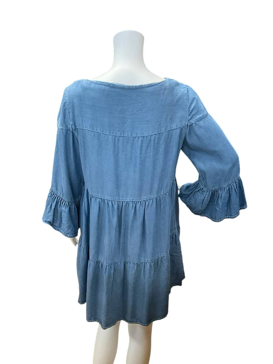 Zara Chambray Solid Pre-Owned Ladies Dress - Size XS - Margaret’s Fine Consignment