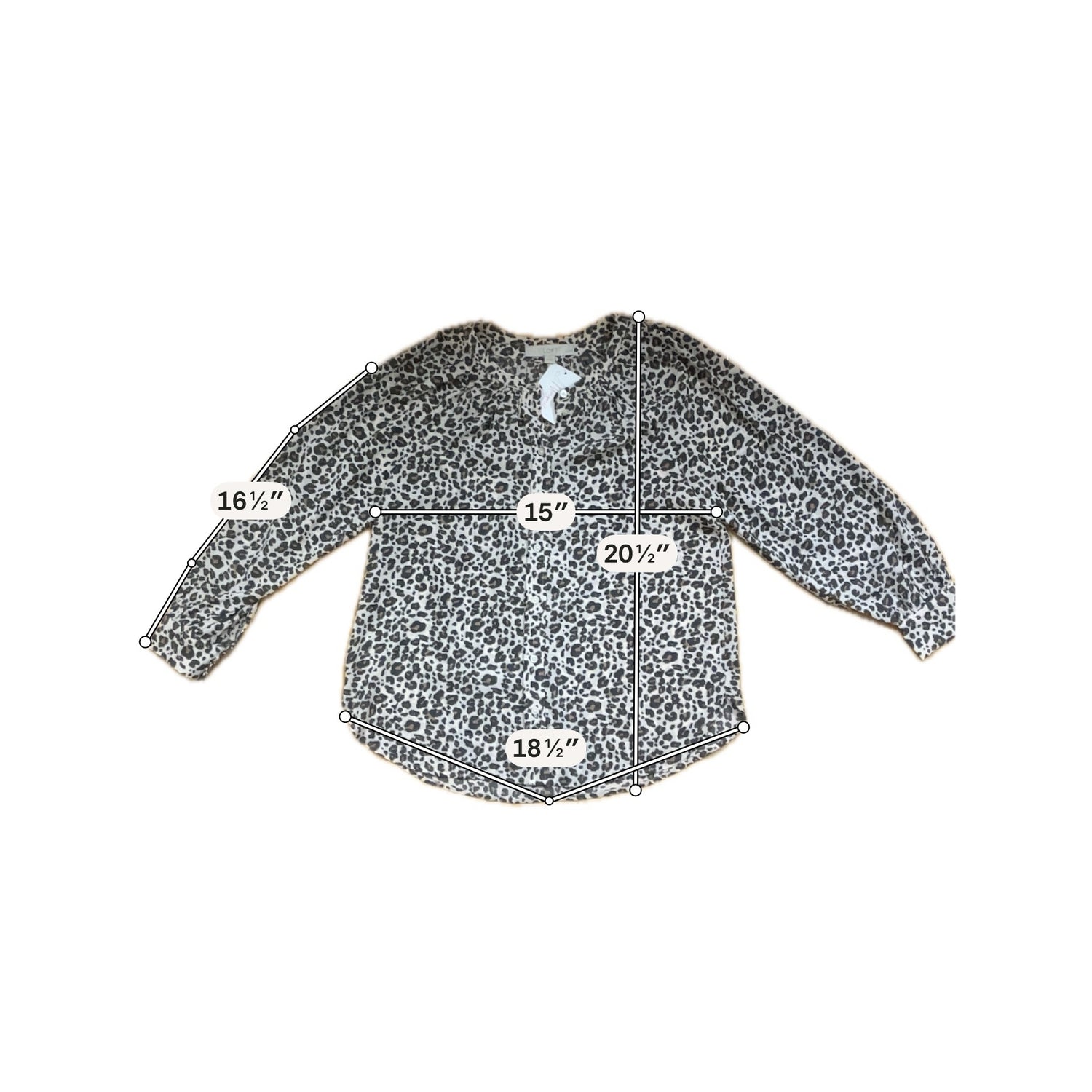 LOFT Petites Leopard Print Shirred Blouse Tan Brown Animal Print Top Size MP