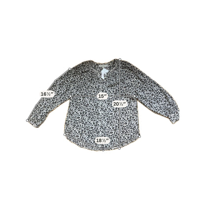 LOFT Petites Leopard Print Shirred Blouse Tan Brown Animal Print Top Size MP