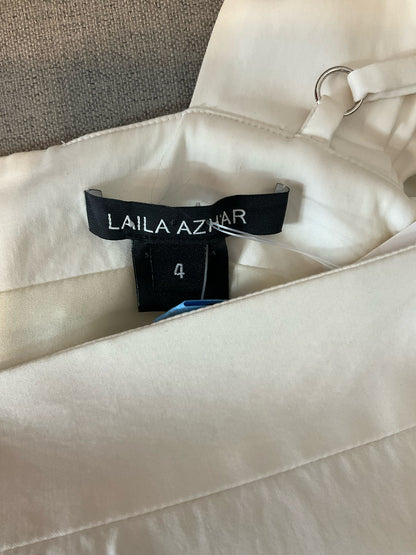Laila Azhar Ivory Puff Sleeve Mini Dress with Pockets Size 4