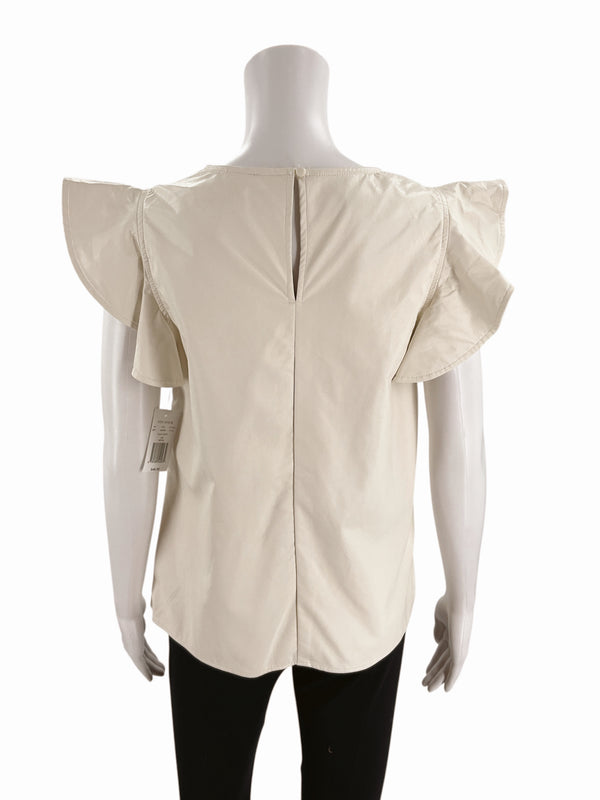 TCEC Cream Solid Short Sleeve Blouse – Size Medium, Excellent Pre-Owned - Margaret’s Fine Consignment
