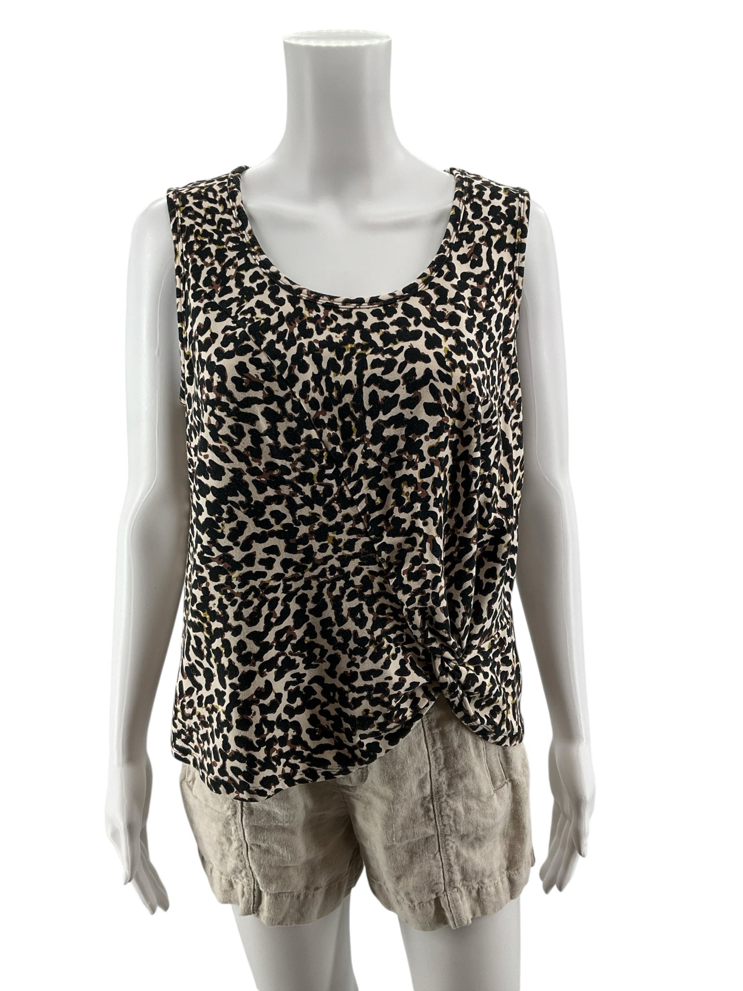 Cabi Twist Tank Top M Leopard Animal Print Sleeveless Blouse Fall 2019 Style 5759