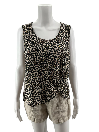 Cabi Twist Tank Top M Leopard Animal Print Sleeveless Blouse Fall 2019 Style 5759