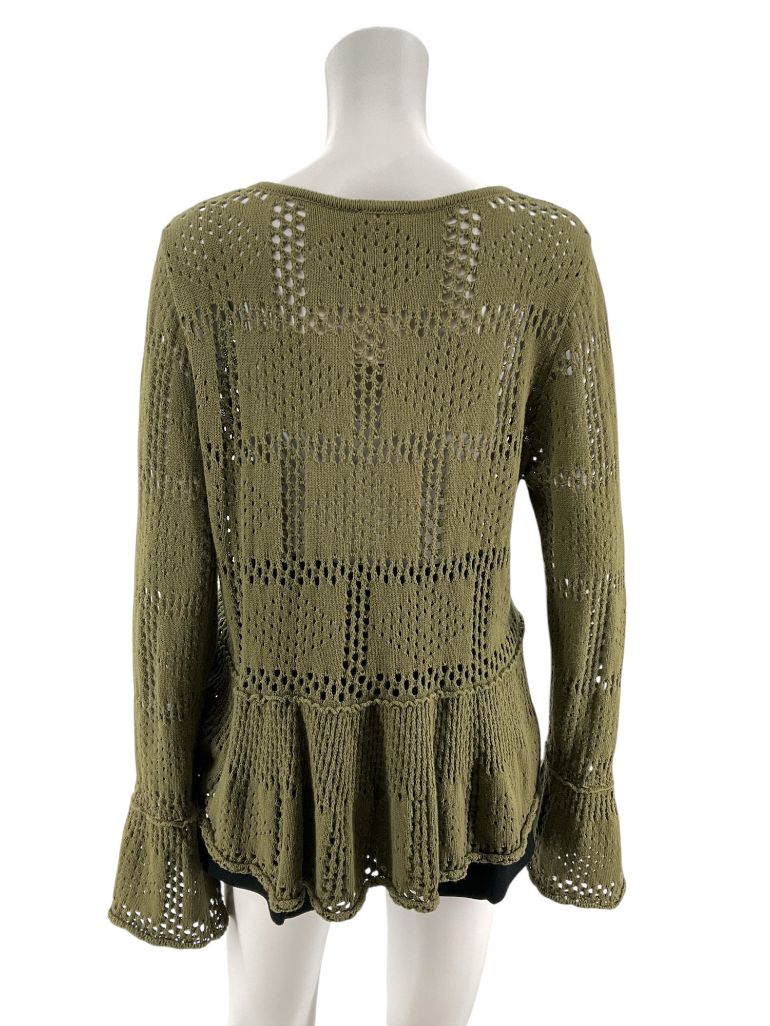 Pilcro and the Letterpress Olive Green Waffle Knit Henley Top Size Medium
