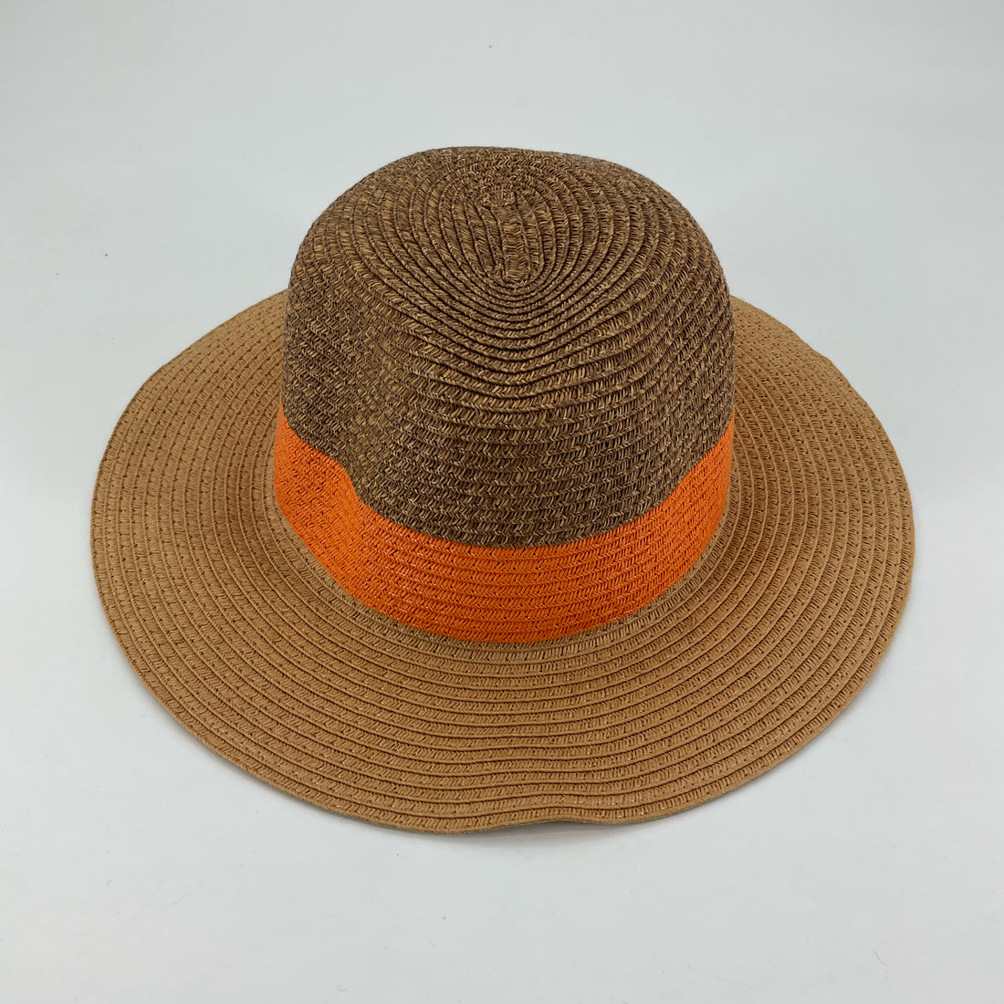 Sag Harbor Woven Two-Tone Sun Hat with Orange Band - ONLINE ONLY