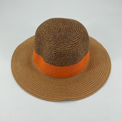 Sag Harbor Woven Two-Tone Sun Hat with Orange Band - ONLINE ONLY