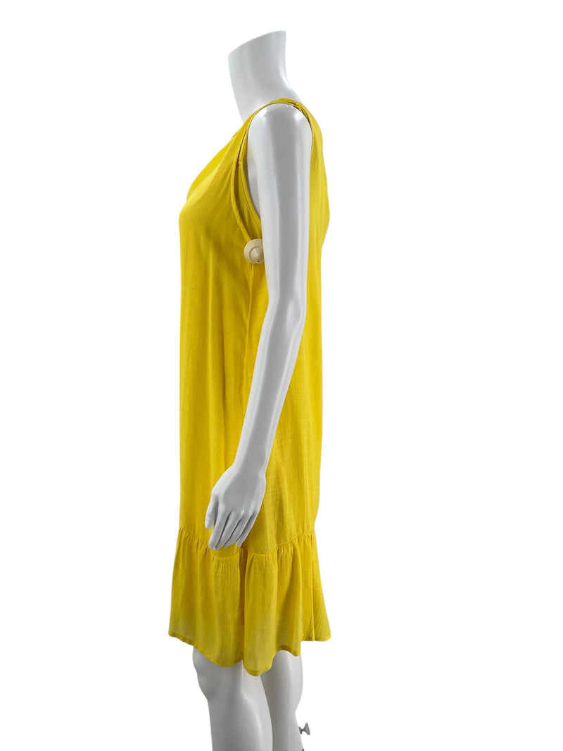 AGB Yellow Sleeveless Fit & Flare Dress – Size Medium, Excellent Condition - Margaret’s Fine Consignment