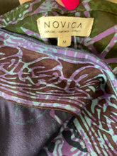 Novica purple/green/blue Maxi Artisan Batik Print Rayon Maxi Dress Purple Green Blue Size Medium - Size M
