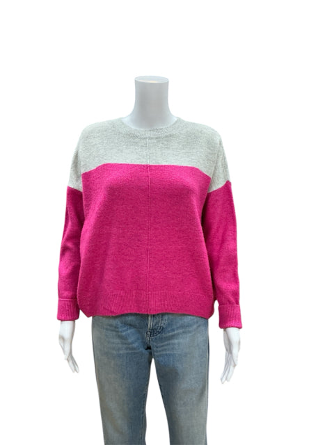 Vince Camuto Pink/Gray Colorblock Top Size Small