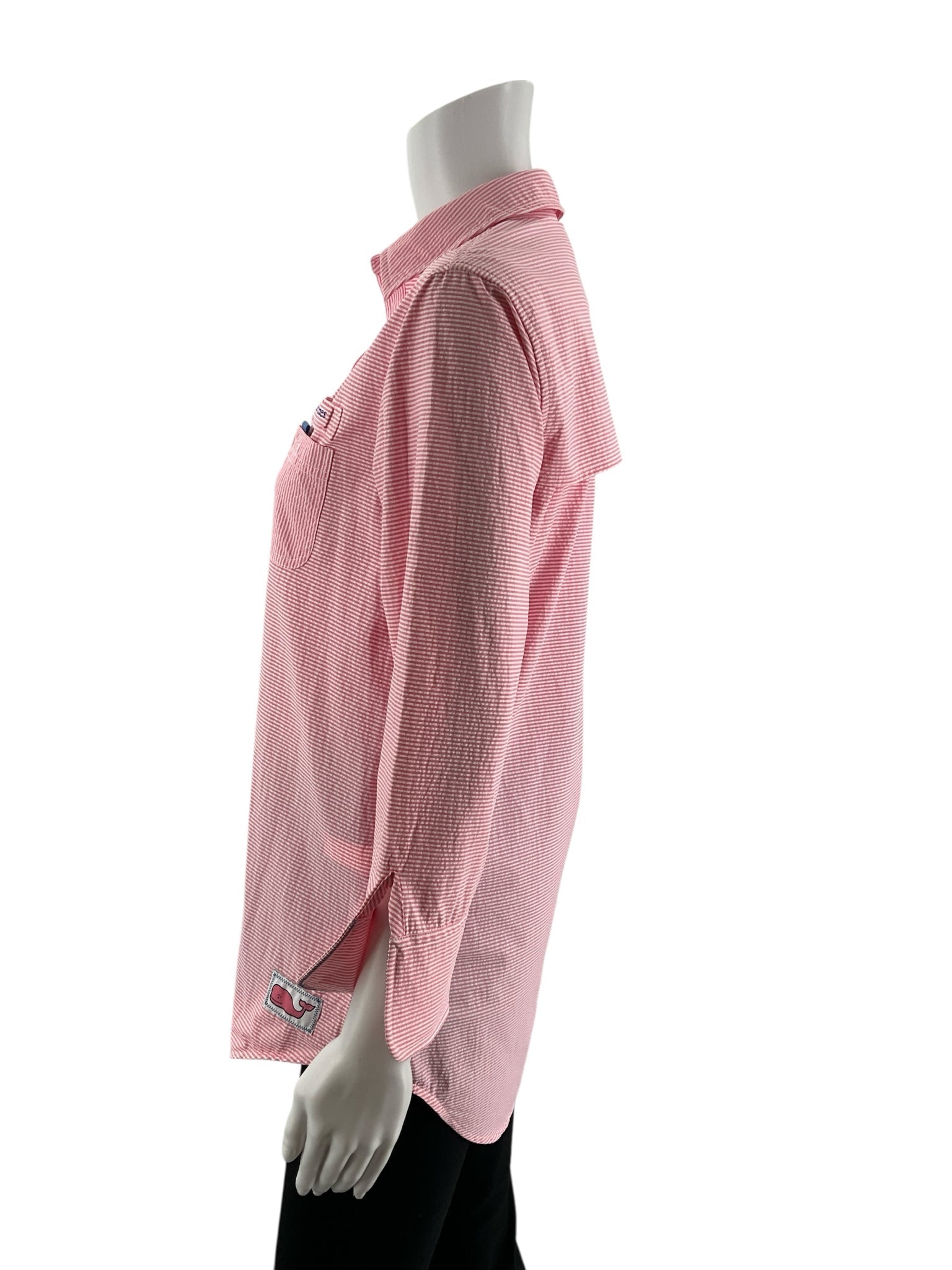 Vineyard Vines pre-owned white and pink striped tunic top, size 00, featuring a coastal preppy design for athleisure wear.